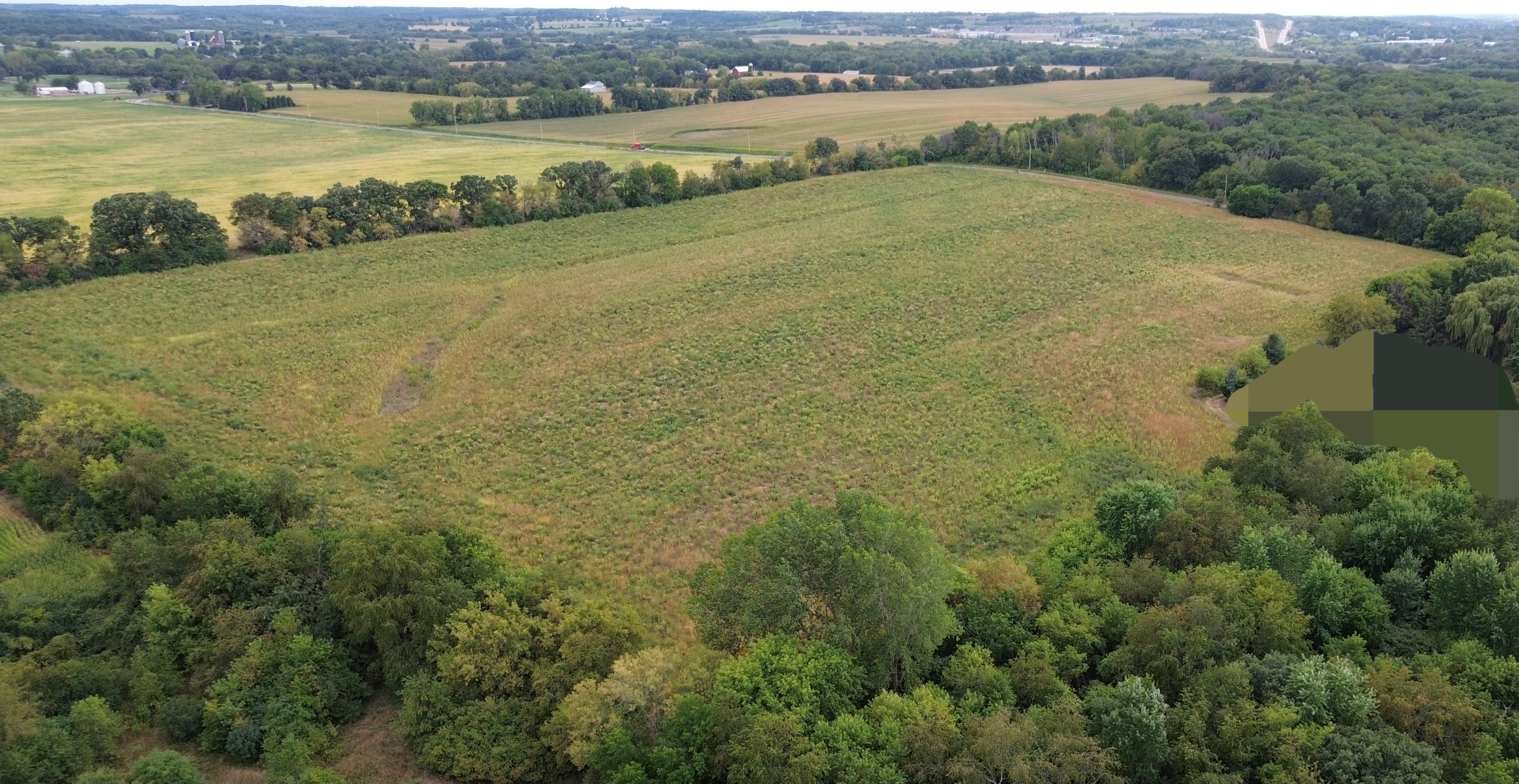 Aerial view of the orchard land in East Troy, WI